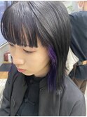 ワイドバング　インナーカラー　紫　パープル