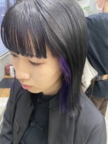 テトヘアー(teto hair) ワイドバング　インナーカラー　紫　パープル