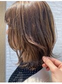極細ハイライト×ハニーベージュ