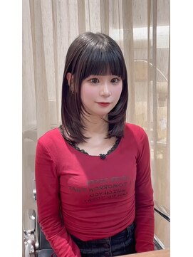 ネウィ 広島(newi) ワンレンボブ前下がりショート内巻きワンカール鎖骨ミディアム