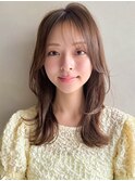 セミディモテ髪フェイスフレーミングくびれヘア美髪前髪艶感