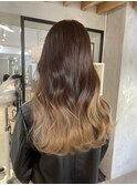 ベージュグラデーションカラー/ダブルカラー/髪質改善/表参道