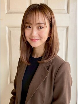 小顔/シースルーバング/オレンジベージュ/ミルクティーベージュ