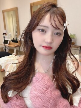 ステラバイケンジ(STELLA by KENJE) 韓国風レイヤーカット艶カラーローズブラウン前髪カット