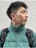 七三オールバックツイストパーマコンマヘアかき上げヘアテクノr