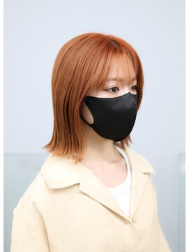 ノード(NODO) 【ケアブリーチ】オレンジベージュのボブ