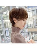 30代40代50代/丸みショート/クビレ/前髪あり/ブラウン/表参道