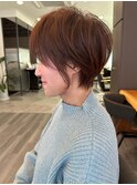 大人ラフウェーブ20代30代40代ボブブラウンスウィングショート
