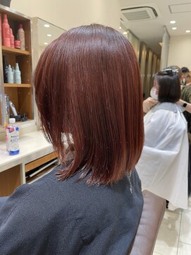ピークアブー アヴェダ アトレ恵比寿(PEEK-A-BOO AVEDA) 赤ブラウン　結べるボブ　秋色　マロンブラウン　耳かけボブ