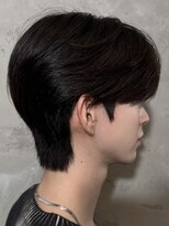 韓国シースルーマッシュ黒髪マッシュカルマパーマダウンパーマ