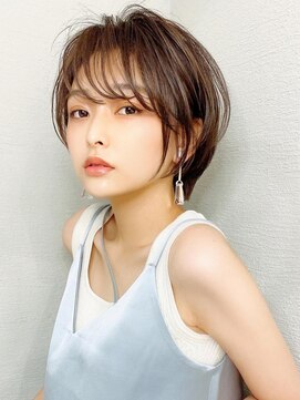ラルユー 金山(LallYou) 耳かけショートボブ似合わせカット30代40代チェリーブラウン