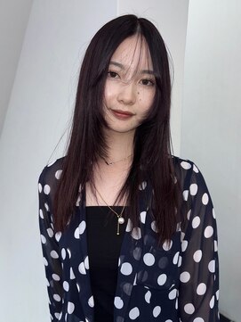 ドロップ(drop) 顔周りレイヤー×ボルドーカラー　（表参道　青山）
