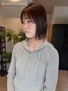 【mimura】切りっぱなしボブ　外はねボブ　ココアブラウン　草加
