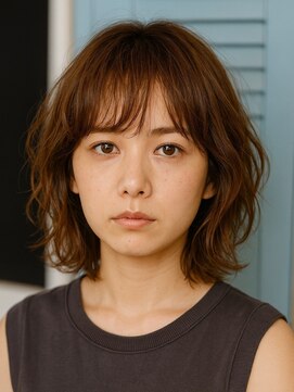 ベレッタ ネヤガワ(veretta. neyagawa) ニュアンスパーマボブ/くせ毛風ウェーブ/ミルクティーベージュ