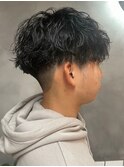 メンズカットツイストスパイラルパーマツーブロックショート