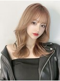 韓国風ツヤミディアム_チェリーブラウンフェミニンロング_9223