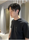 センターパートニュアンスパーマダウンパーマコンマヘア黒髪