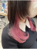 ピンク インナーカラー レイヤーカット ウルフカット