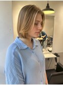 ミニウルフデジタルパーマチェリーブラウン外ハネボブ