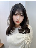 くびれヘア/顔周り/韓国/レイヤーカット/黒髪/ロング/前髪北千住
