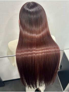 ピリオド 赤坂(Period.) ロングヘアー ブリーチなし レッド 髪質改善 赤坂見附 美容室