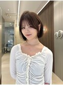 横浜丸顔面長タッセルボブレイヤーボブ切りっぱなし くびれボブ
