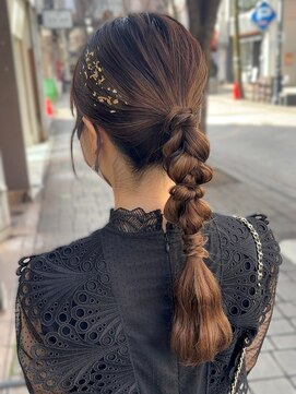 ローレンアンドパレード 並木坂店(Lauren&Parade) ヘアアレンジ　ヘアセット　編みおろし　結婚式　お呼ばれヘア