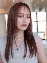 チョコグレージュ/20代30代大人かわいい/ミディアムレイヤー
