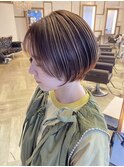 大人可愛いショートボブ白髪ぼかし20代30代40代/大分