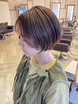 コワファースト 大分(COIFF1RST) 大人可愛いショートボブ白髪ぼかし20代30代40代/大分