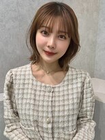 エジョン 三鷹店(Aejon)&nbsp;インナーカラー顔周りレイヤーボブココアブラウン大人ボブ