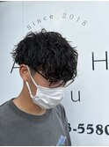 カット×波巻きパーマ