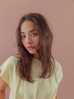 ポイントファイブバイソレイユ 小松店.5 by SOLEIL) ロングくせ毛風パーマ顔まわりレイヤー前髪なしレイヤーカット