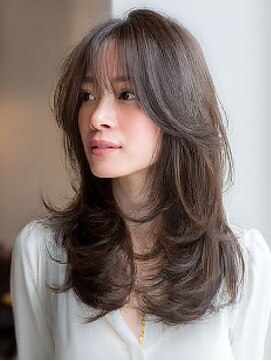 ダル 渋谷/表参道(DAL.) 顔周りカットハッシュカットダークブラウンワンホンレイヤー韓国