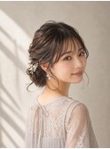 結婚式お呼ばれヘアアレンジ アップスタイル シニヨン 編み込み