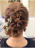 ロング編み込みヘアー
