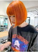 【お客様スタイル】ボブ×オレンジ