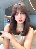 韓国風レイヤーカット/前髪カット/美髪エアリーロング髪質改善