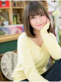 グレーベージュシースルー前下がりボブツヤ髪c5川口20代30代40代