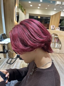 ルースト 渋谷店(ROOST) ［ブリーチ1回でできるカラー］レッド