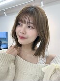 くびレイヤーボブルフネビージュ小顔ワンレンこなれミディ