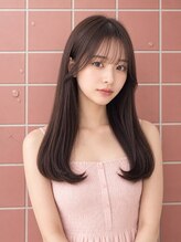 ヘアーサロン 6(hair salon) シースルーバング×ツヤストレートロング/ダークモーブブラウン