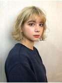 クールショート/ボブルフ/ピンクベージュ/シルバーカラー