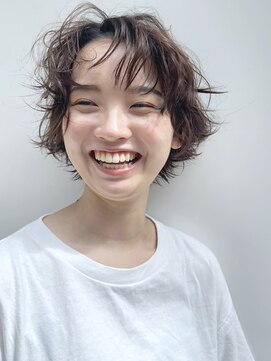 アルバム 池袋(ALBUM) パーマ風マニッシュショート_グレージュカラーボブウルフ_38732