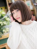 カバーヘア イヴ 戸頭店(COVER HAIR EVE)&nbsp;グレージュカラーぱっつん前髪前下がりボブc5戸頭20代30代40代