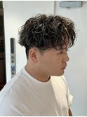 波巻きマッシュパーマメンズツイストスパイラルツーブロック