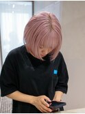 ホワイトピンク×ボブ