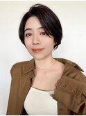 ★レイヤーカットミルクブラウンナチュラルショート小顔縮毛矯正