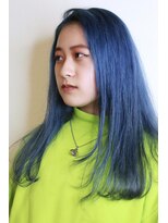 ヘアーサロン ビー(hair salon b.)&nbsp;透明感 ダブルカラー ブリーチ オンカラー　ブルー セミロング