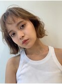 切りっぱなし小顔ロングボブカーキベージュ[おもろまち駅]
